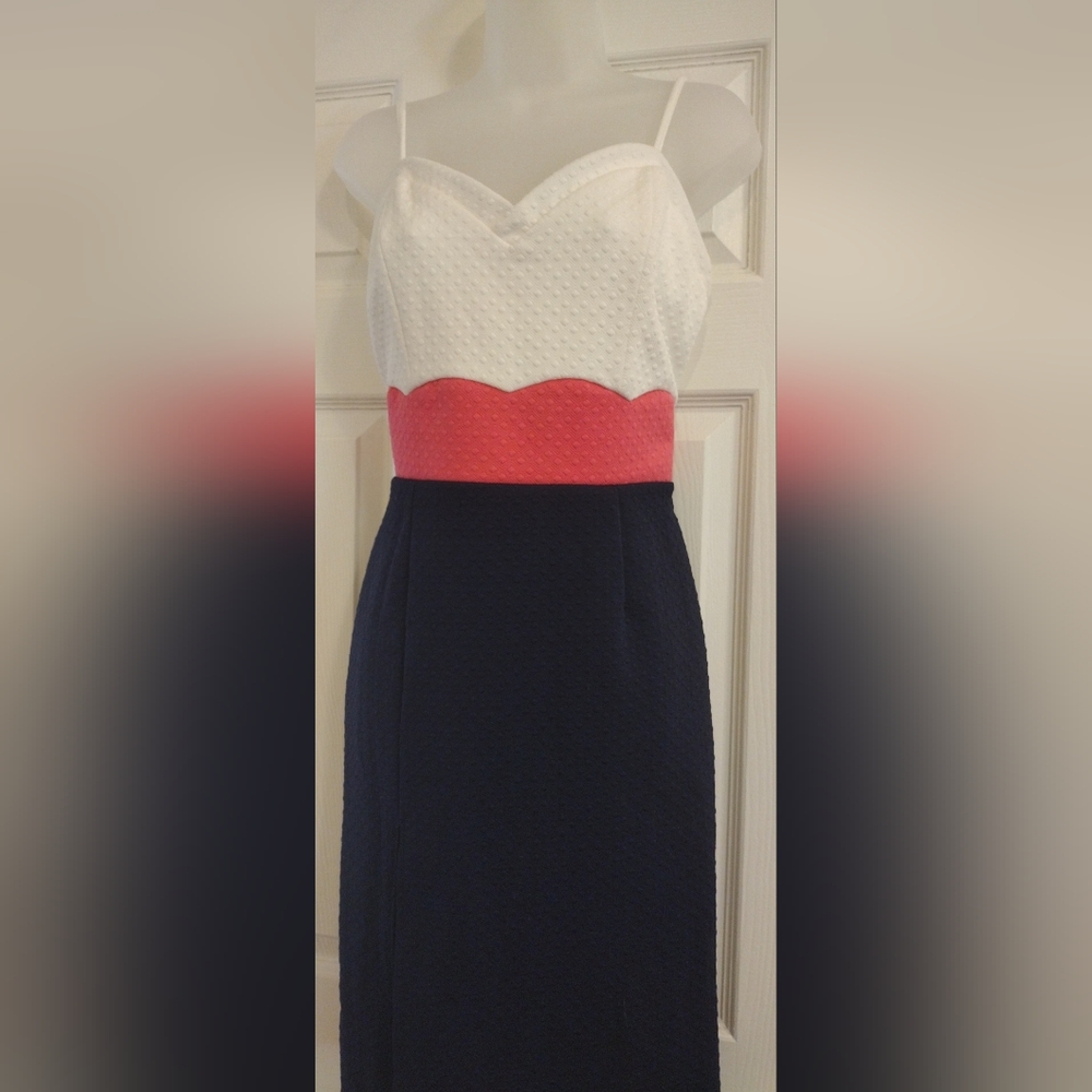 Open Leg Elegant Pink,white and Navy Dress